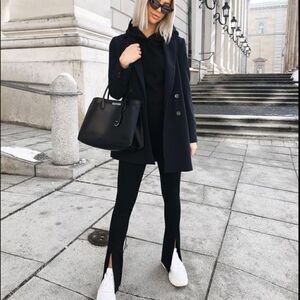 Black front slit leggings